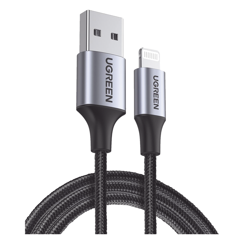 Cable USB-A a Lightning 1m (3.28ft) Certificado MFi 2.4A 480 Mbps Nylon Trenzado Aluminio UGREEN 60156 - Imagen 1
