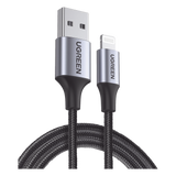 Cable USB-A a Lightning 1m (3.28ft) Certificado MFi 2.4A 480 Mbps Nylon Trenzado Aluminio UGREEN 60156 - Imagen 1