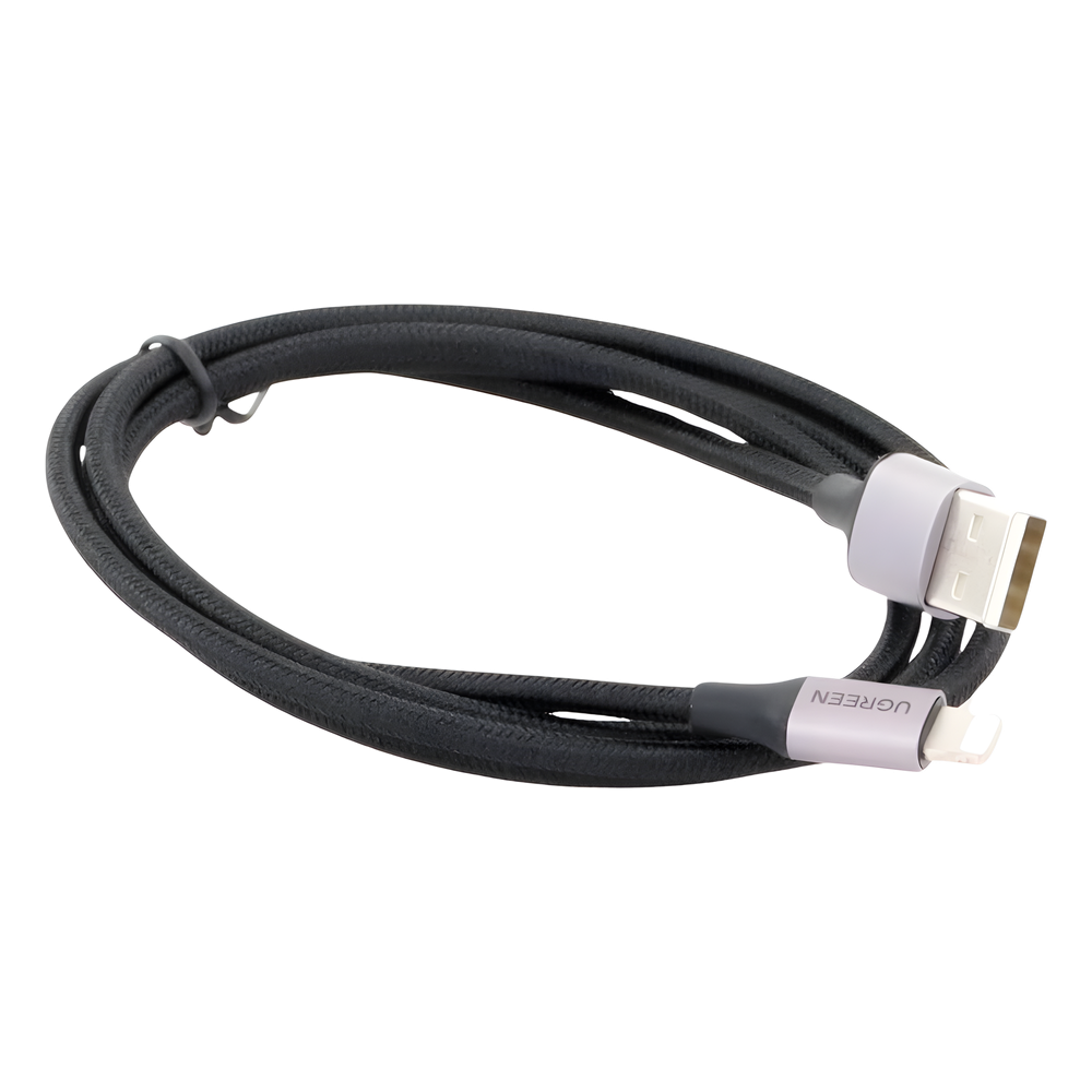 Cable USB-A a Lightning 1m (3.28ft) Certificado MFi 2.4A 480 Mbps Nylon Trenzado Aluminio UGREEN 60156 - Imagen 3