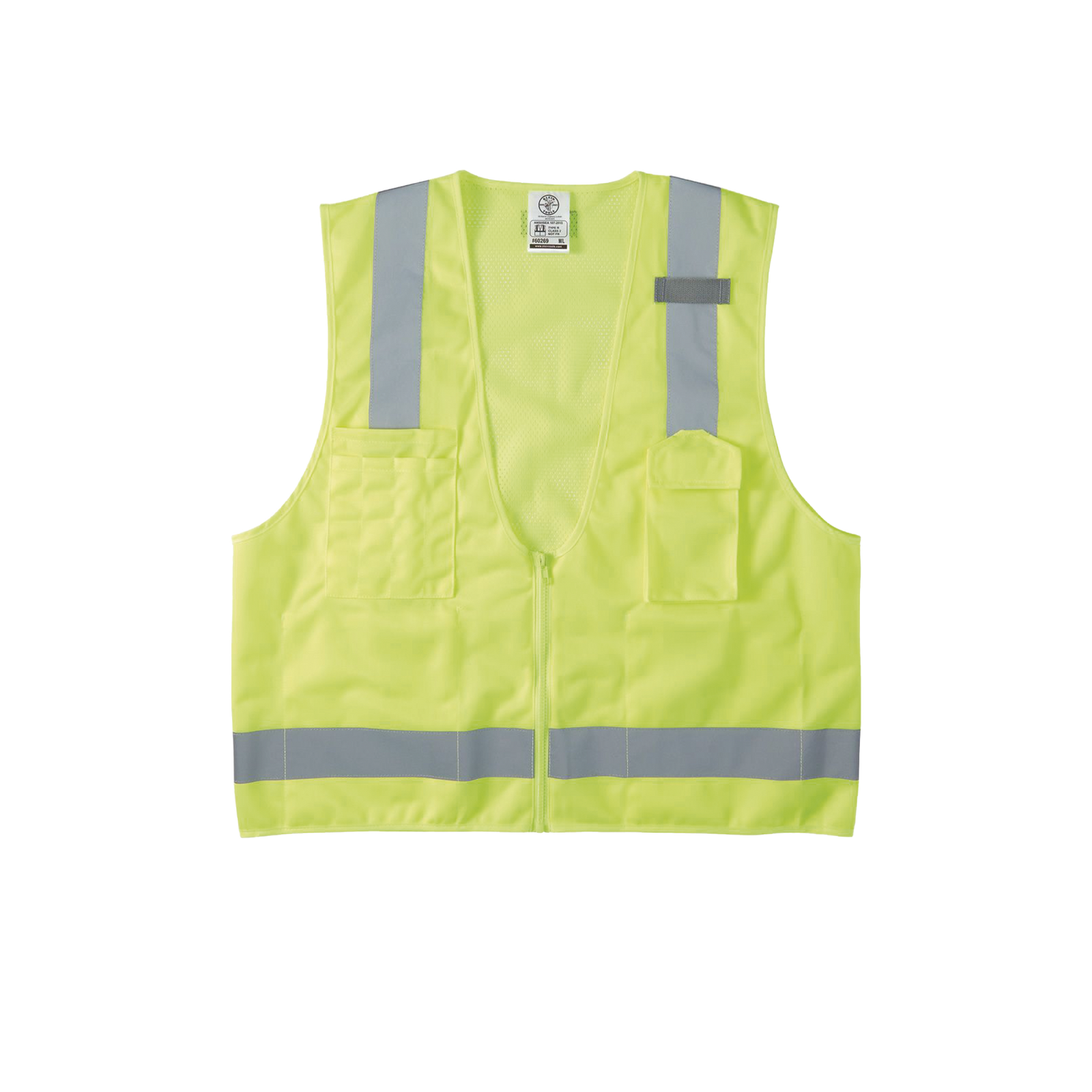 Chaleco de seguridad reflectante de alta visibilidad, mediano/grande. Con múltiples bolsillos de diferente capacidad KLEIN TOOLS 60269 - SILYMX