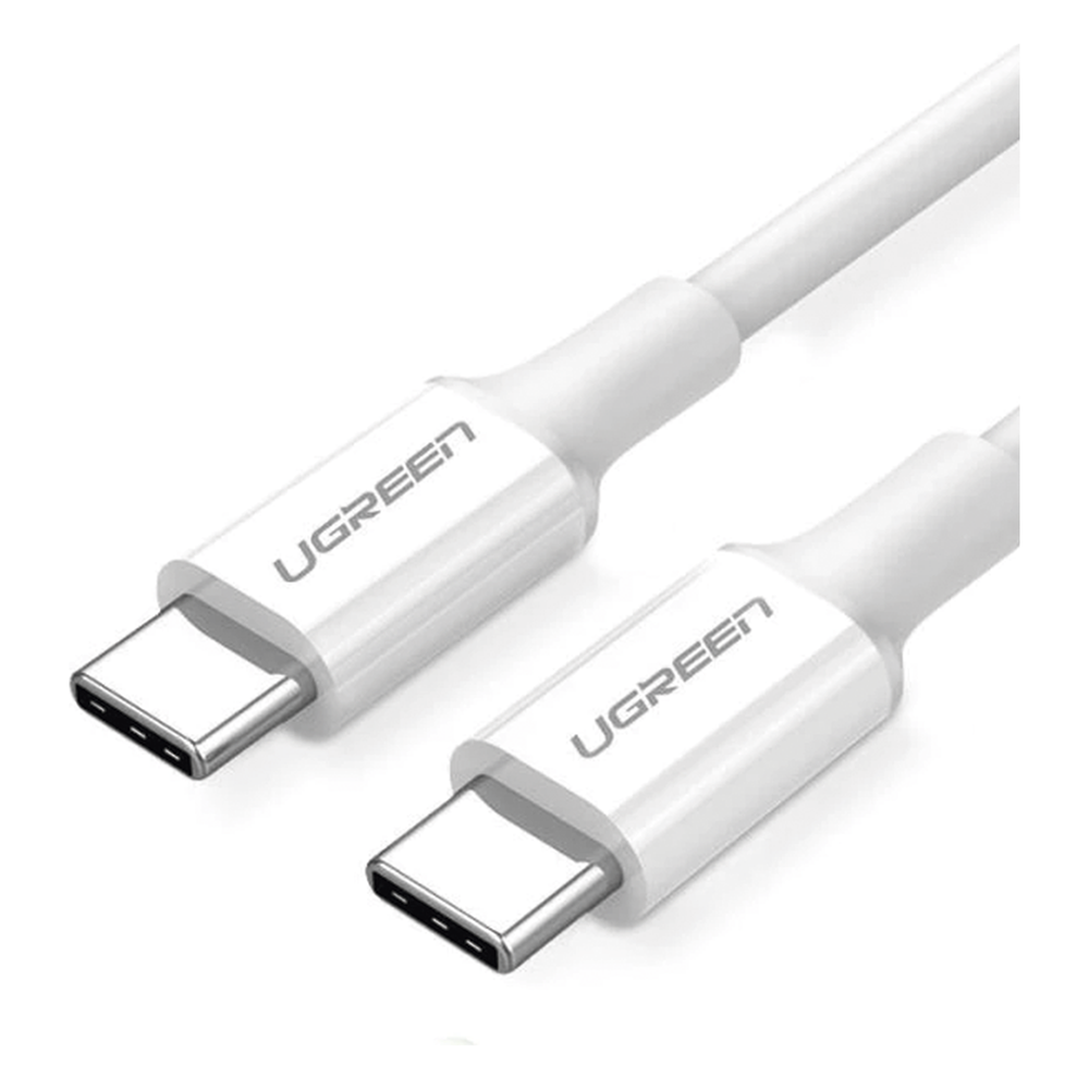Cable USB-C a USB-C Carga Rápida 60W PD3.0 480 Mbps 1m (3.3ft) Cubierta TPE Blanco UGREEN 60518 - Imagen 3