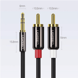 Cable Audio Premium Jack 3.5mm a 2 RCA 10 Metros Flexible Doble Blindaje Transferencia de Audio sin Pérdidas Caja de Aleación de Cobre Amplia Compatibilidad Diseño Duradero 60836 - SILYMX