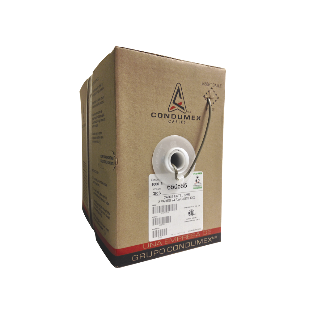 Bobina de Cable TELEFÓNICO EK-TEL-CMR CONDUMEX 2 Pares AWG 24 Uso Interior 1000 ft 305 m 660565 - SILYMX