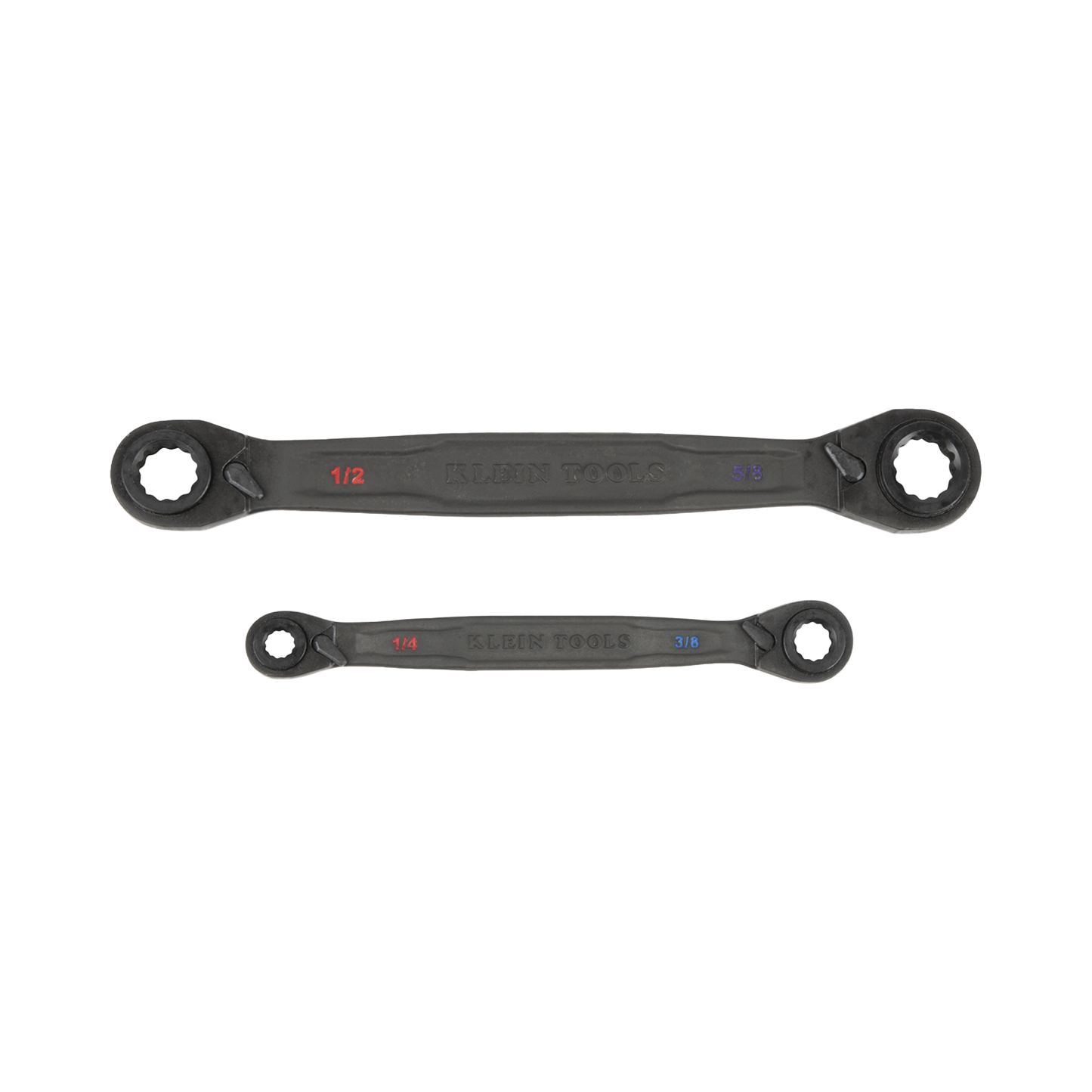 Juego de 2 llaves Estriadas de Matraca 4 en 1 con 8 Medidas Inglesas 1/2-5/8", 3/4-9/16", 1/4-3/8", 7/16-5/16" KLEIN TOOLS 68216 - SILYMX