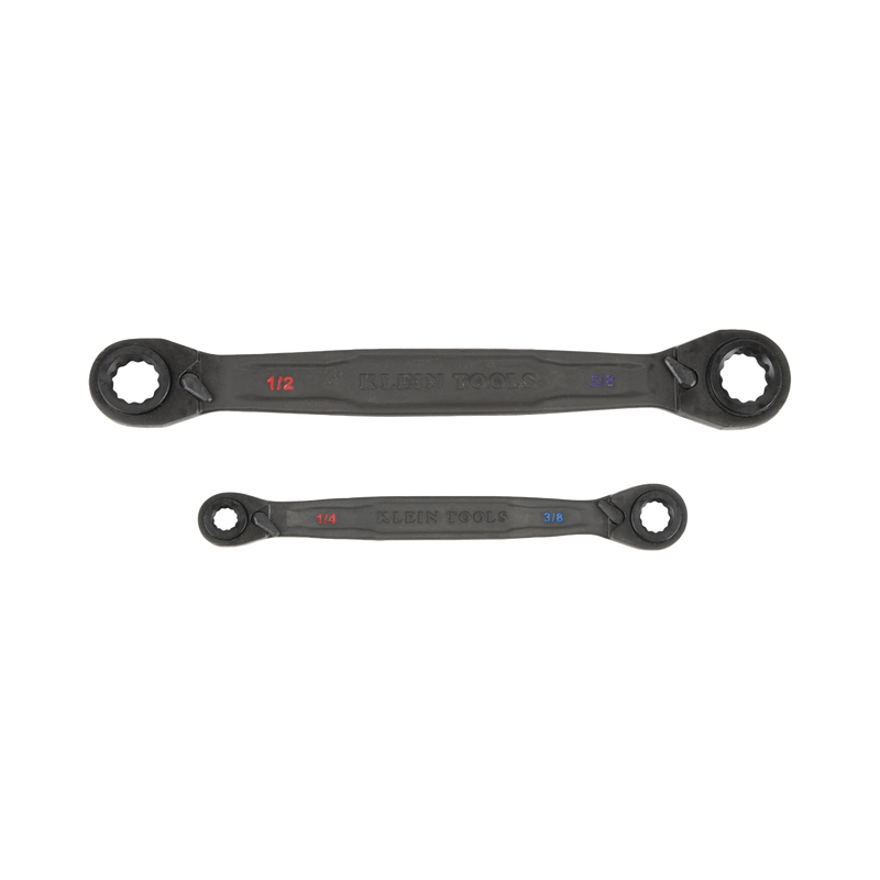 Juego de 2 llaves Estriadas de Matraca 4 en 1 con 8 Medidas Inglesas 1/2-5/8", 3/4-9/16", 1/4-3/8", 7/16-5/16" KLEIN TOOLS 68216 - SILYMX