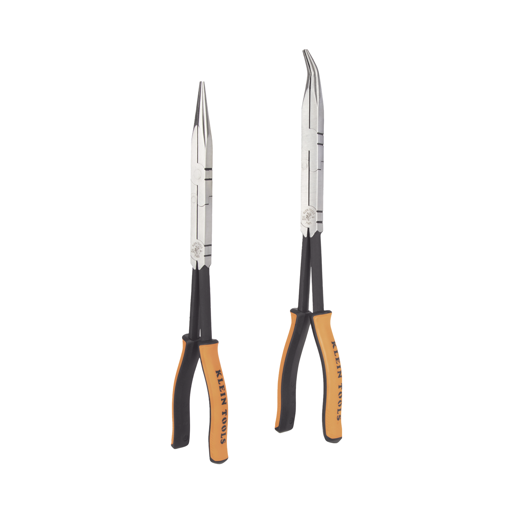 Juego de 2 Pinzas de Punta Doblada y Punta de Aguja de Gran Alcance 33 cm KLEIN TOOLS 71402 - SILYMX