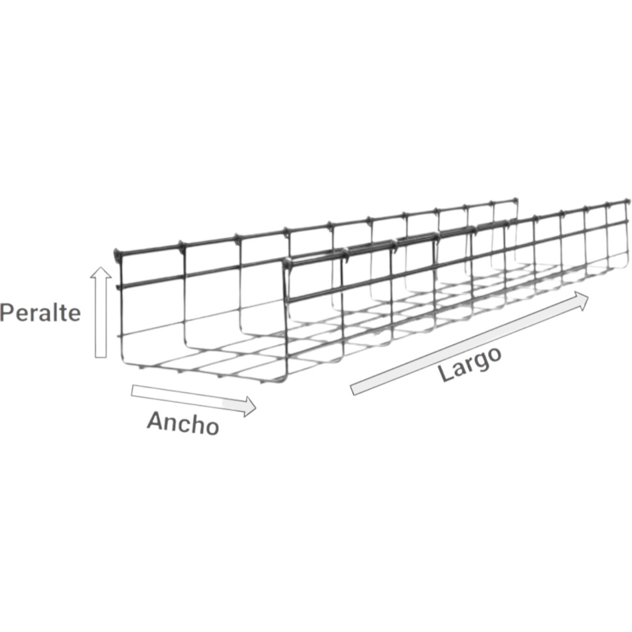 Charola Tipo Malla 33/150 mm Acabado Electro Zinc Hasta 79 Cables Cat6 Tramo de 3 Metros MG-50-422EZ - SILYMX