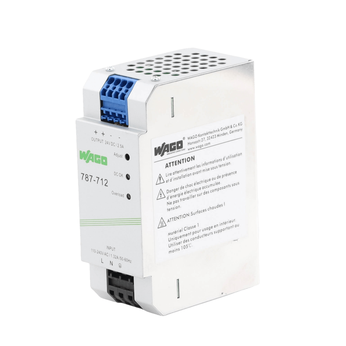 Fuentes de PoderWAGO787-712Fuente de Alimentación WAGO 787 - 712 · 24V DC · 2.5A · 60W · ECO · Carril DIN · CAGE CLAMP® · IP20 - SILYMX