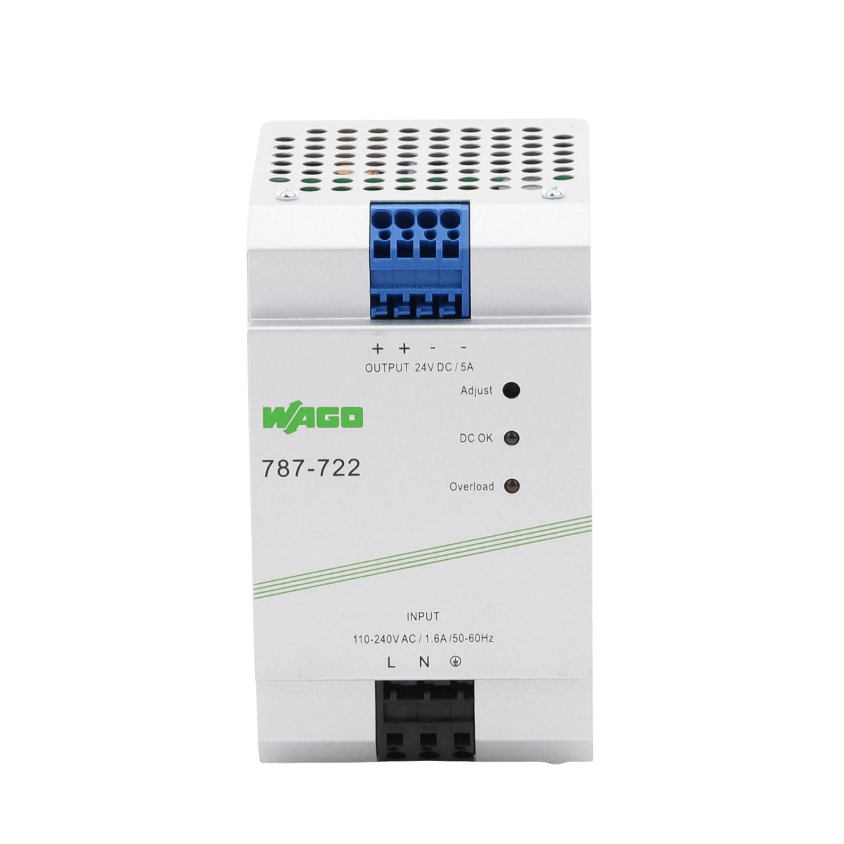 Fuentes de poderWAGO787-722Fuente de Alimentación WAGO 787 - 722 · 24V DC · 5A · 120W · PFC Activo · Carril DIN · CAGE CLAMP® · IP20 - SILYMX