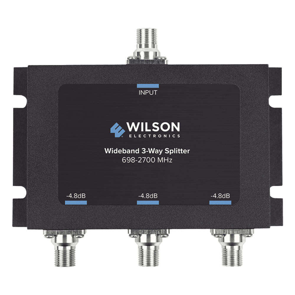 Divisor de potencia de 3 vías para la distribución de señal a tres antenas de servicio | 4.8 dB de pérdida por puerto | Conectores F hembra WILSONPRO / WEBOOST - Imagen 1