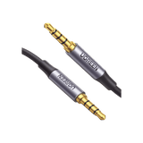 Cable Auxiliar de 3.5mm Cable Audio Estéreo Núcleo de Alambre de Cobre Esmaltado Carcasa de Aluminio Azul + Nylon Trenzado Soporta Micrófono 5 Metros  90788 - SILYMX