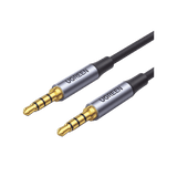 Cable Auxiliar de 3.5mm Cable Audio Estéreo Núcleo de Alambre de Cobre Esmaltado Carcasa de Aluminio Azul + Nylon Trenzado Soporta Micrófono 5 Metros  90788 - SILYMX