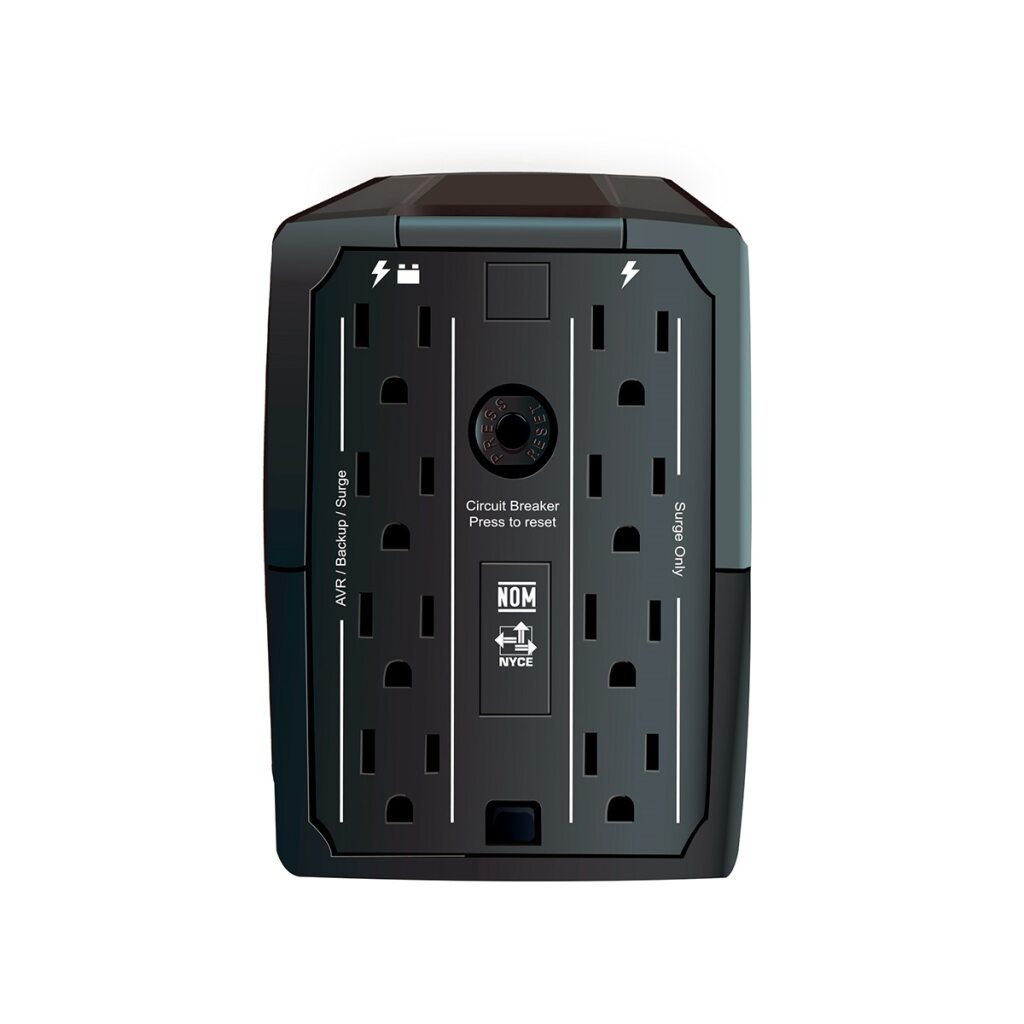 UPS Interactivo de 1000 VA y 500W con 8 terminales de salida: 4 con respaldo 4 con supresión de picos y 5 puertos USB y 1 USB-C R-UPR1008 - SILYMX