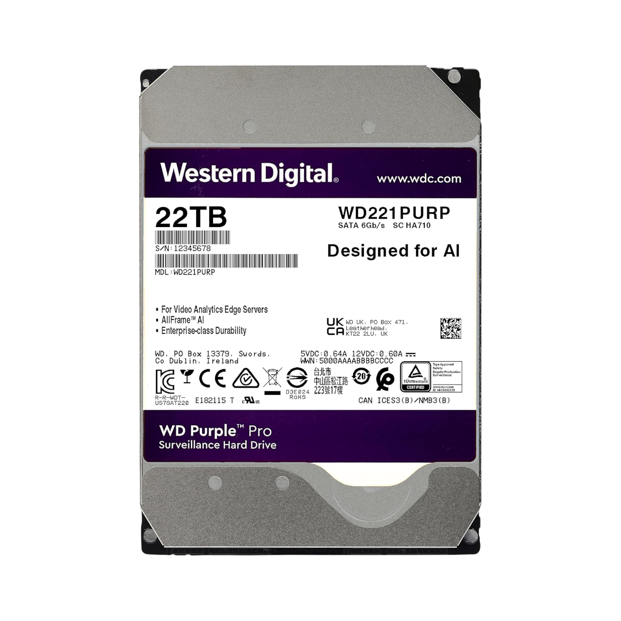 Disco Duro Western Digital PURPLE 22TB WD221PURP