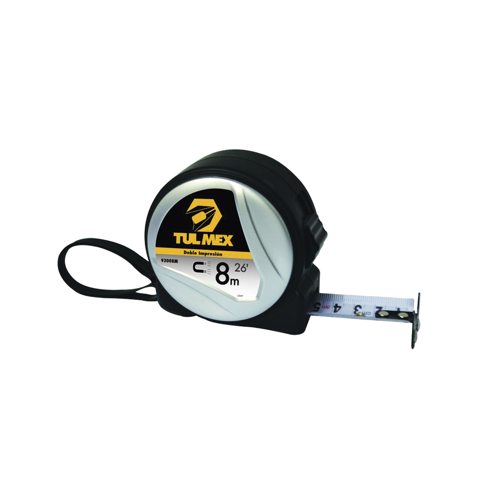 Flexómetro Magnético Cinta de Medir de 8 metros Graduada por Ambos Lados Con Botón de Freno 93008M - SILYMX