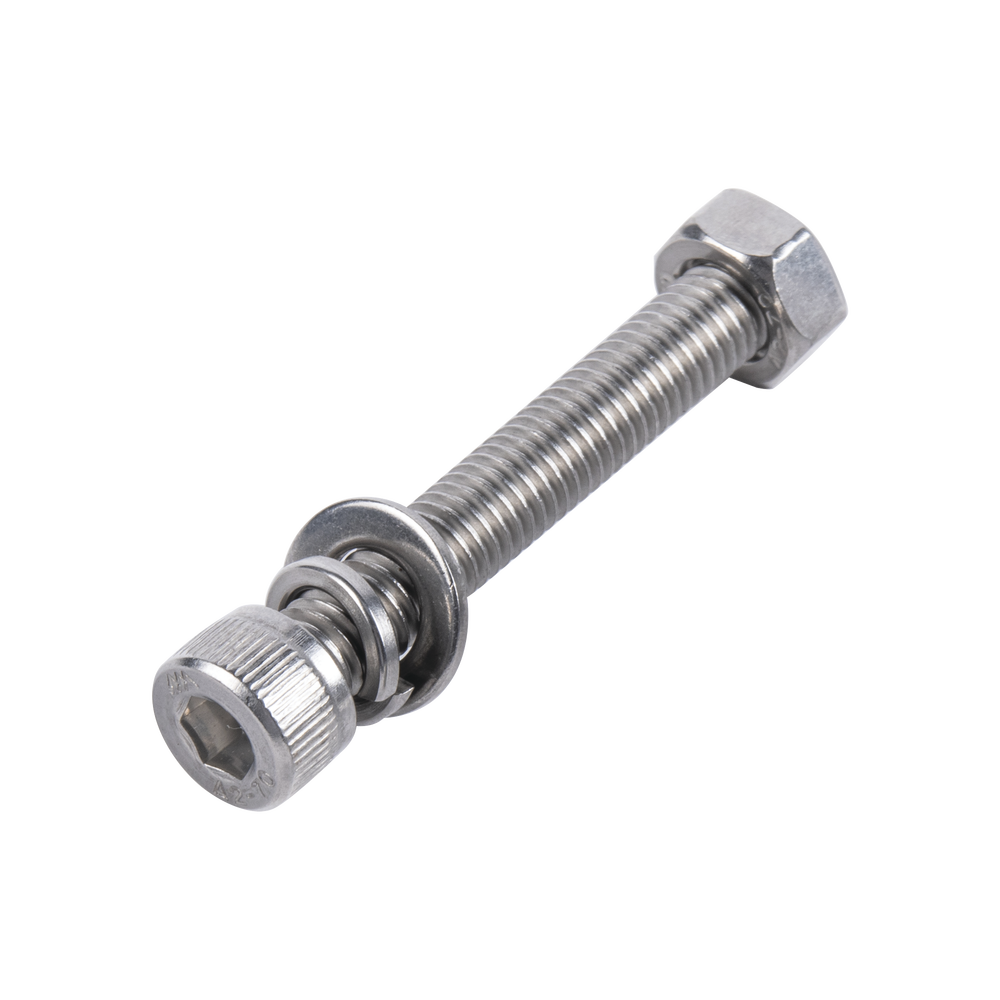 1 Tornillo Allen Milimétrico de Acero Inoxidable M8-1.25 x 20 Con 1 Tuerca 1 Arandela de Presión y 1 Plana Para Montajes de Módulos Fotovoltaicos 950-5080-204 - SILYMX