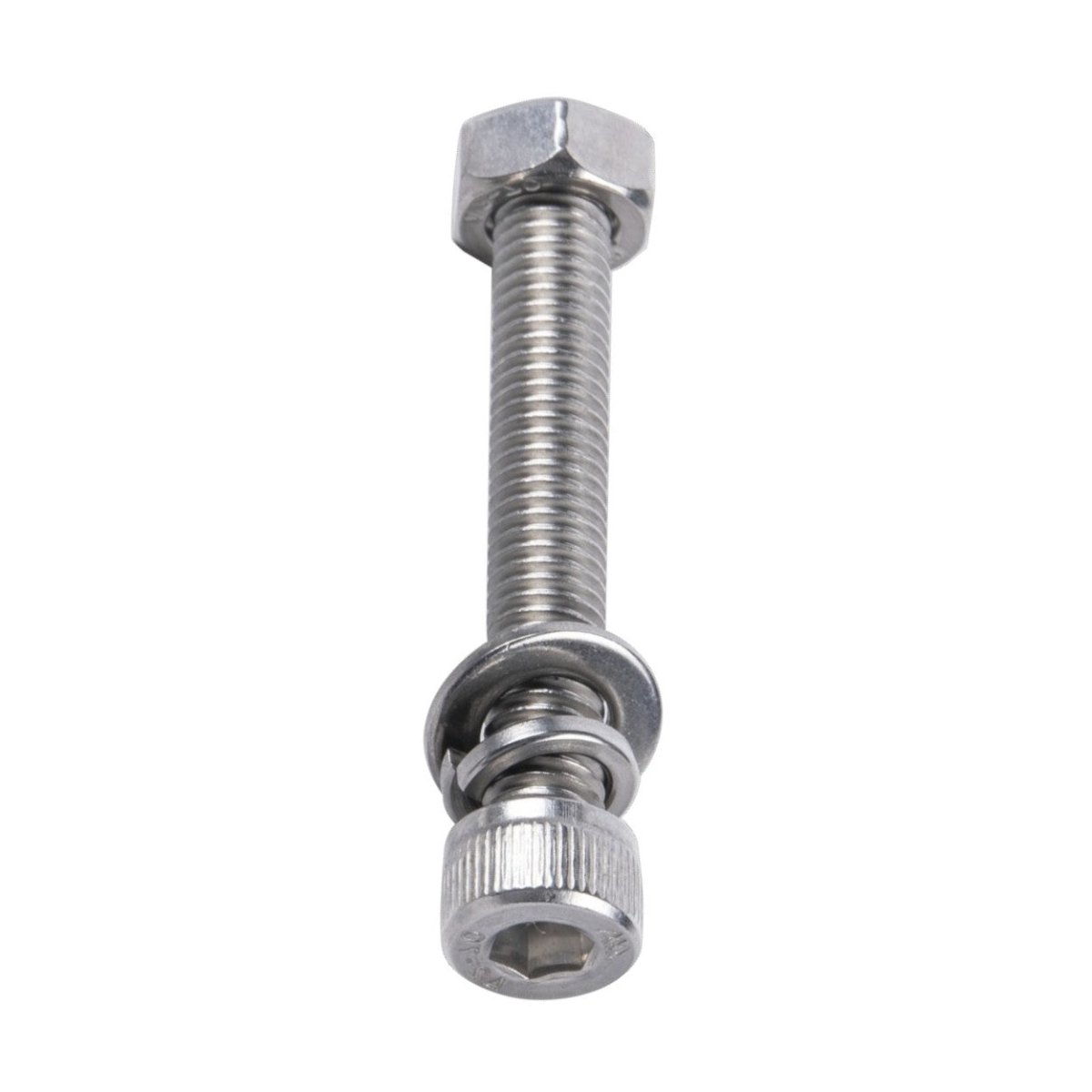 FijaciónDMT950-5080-654Tornillo Allen Milimétrico de Acero Inoxidable 1.25 x 65 Con 1 Tuerca 1 Arandela de Presión y 1 Plana 950 - 5080 - 654 - SILYMX
