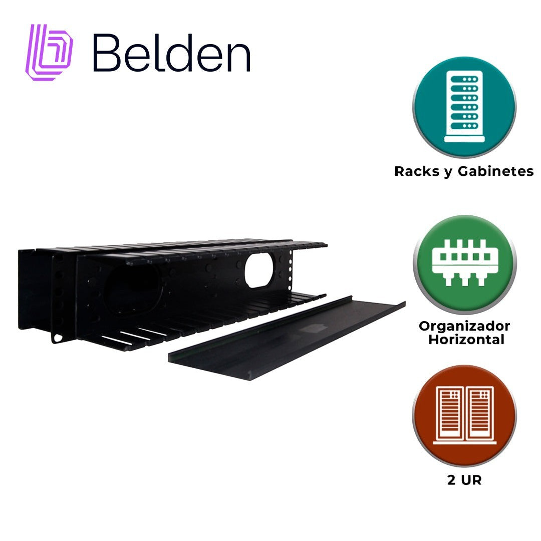 Belden Organizador Horizontal Doble 2UR Negro 9512-1902-FR - Imagen 5