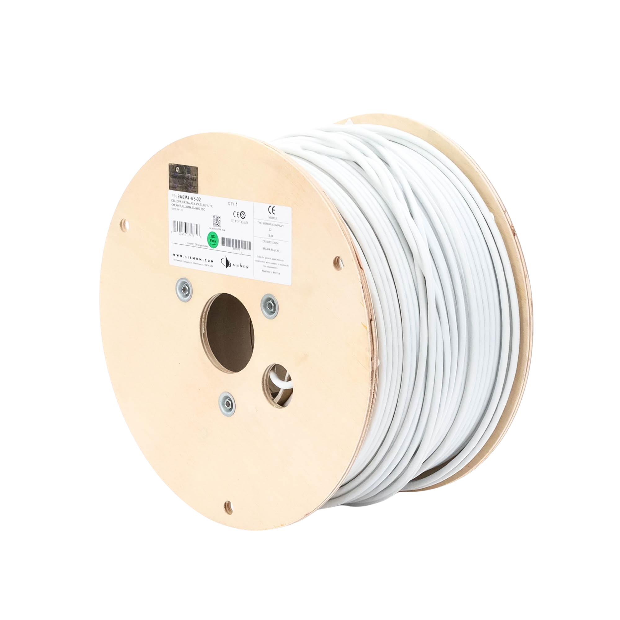 Bobina de Cable Blindado F/UTP de 4 Pares, Z-MAX, Cat6A, Soporte de Aplicaciones 10GBase-T, CM, Color Blanco, 305m SIEMON - Imagen 3
