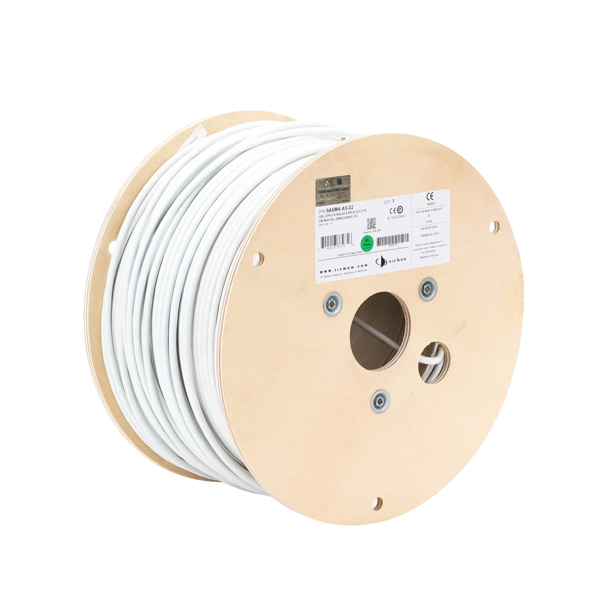 Bobina de Cable Blindado F/UTP de 4 Pares, Z-MAX, Cat6A, Soporte de Aplicaciones 10GBase-T, CM, Color Blanco, 305m SIEMON - Imagen 4