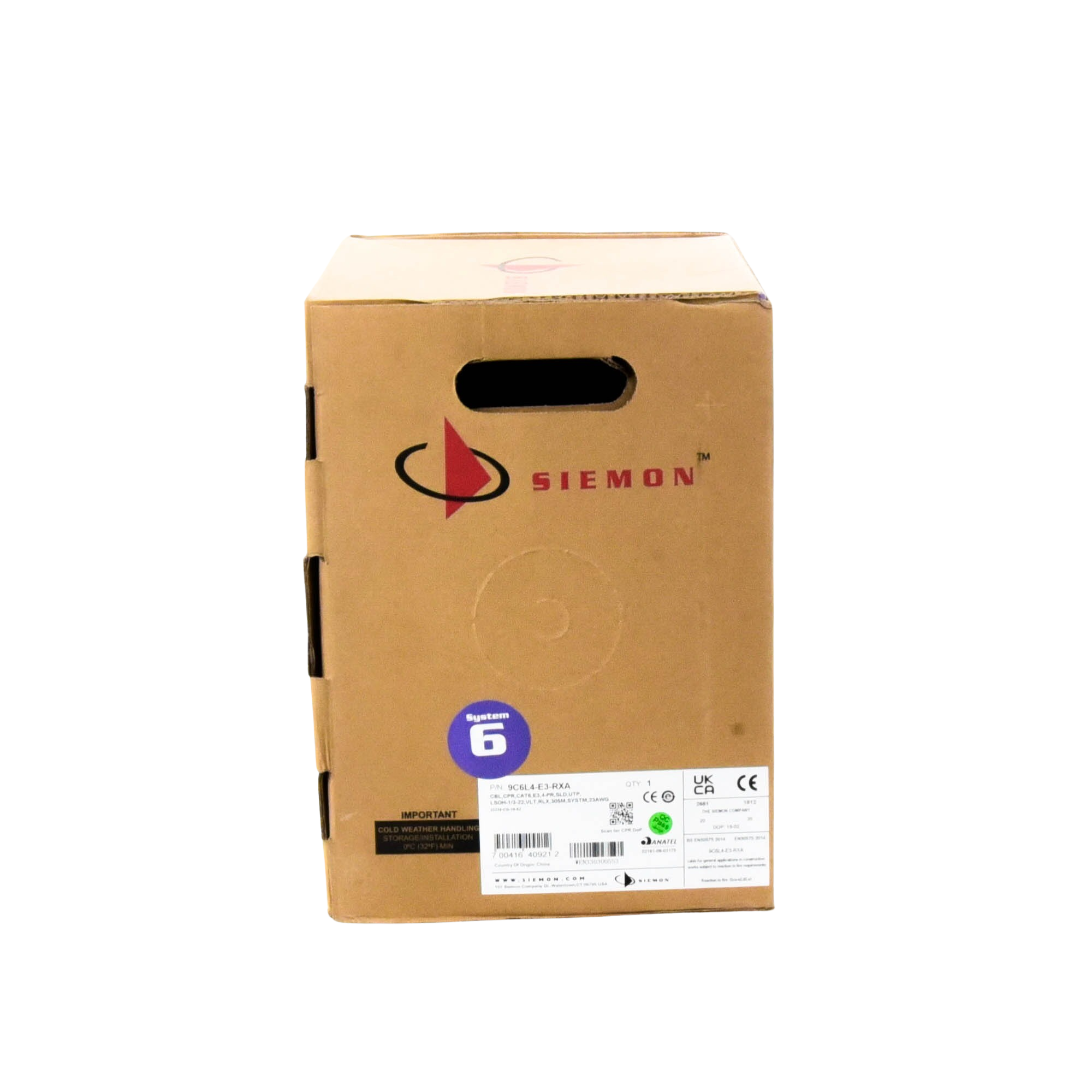 Bobina de Cable UTP Reelex, de 4 pares, Alto Desempeño Cat6, LS0H (Bajo humo, cero halógenos), Color Violeta, 23 AWG, 305m SIEMON - Imagen 4