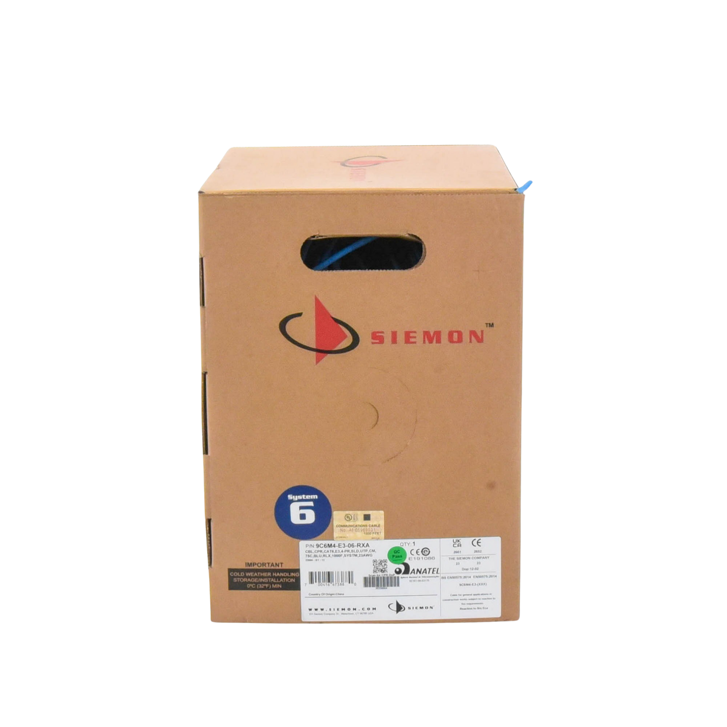 Bobina de Cable UTP Reelex, de 4 pares, Alto Desempeño Cat6, PVC (CM), Color Azul, 23 AWG, 305m SIEMON - Imagen 3