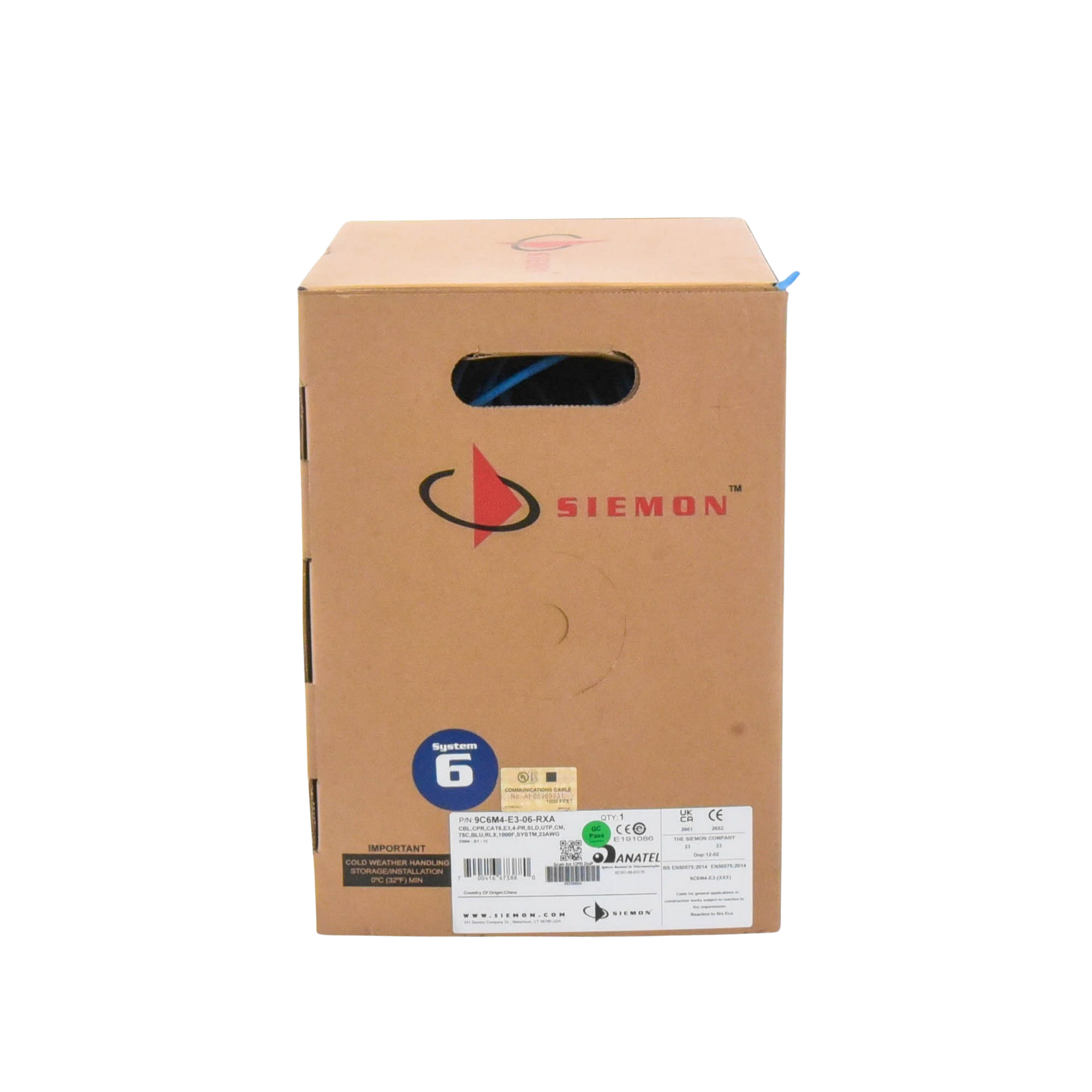 Bobina de Cable UTP Reelex, de 4 pares, Alto Desempeño Cat6, PVC (CM), Color Azul, 23 AWG, 305m SIEMON - Imagen 3