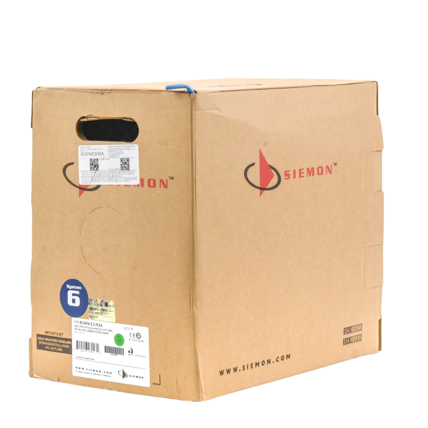 Bobina de Cable UTP Cat6, 23 AWG de 4 Pares, Alto Desempeño, PVC (CMR), 305m Reelex® (Color: Azul) SIEMON - Imagen 3