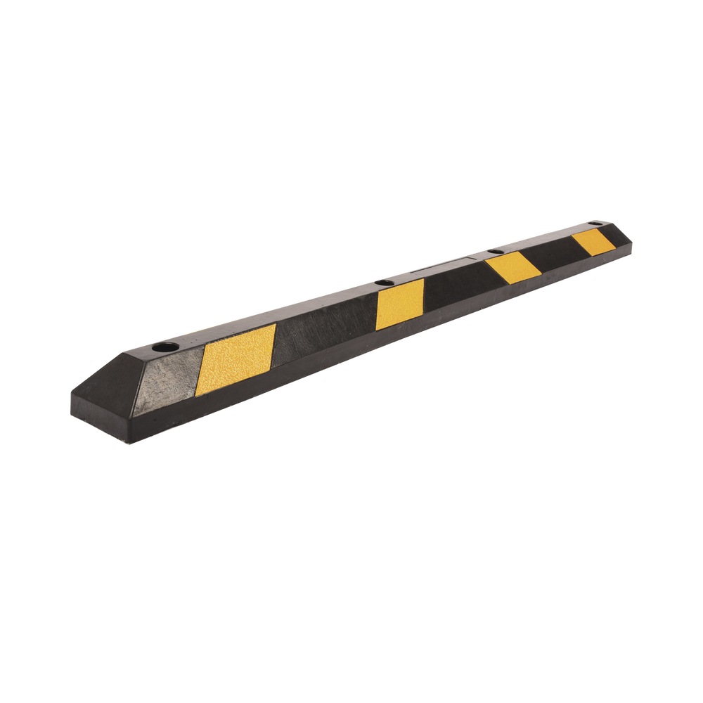 Tope Vehicular Para Estacionamiento 183cm Color Negro-Amarillo 8 Franjas Reflejantes AC-183TV - SILYMX