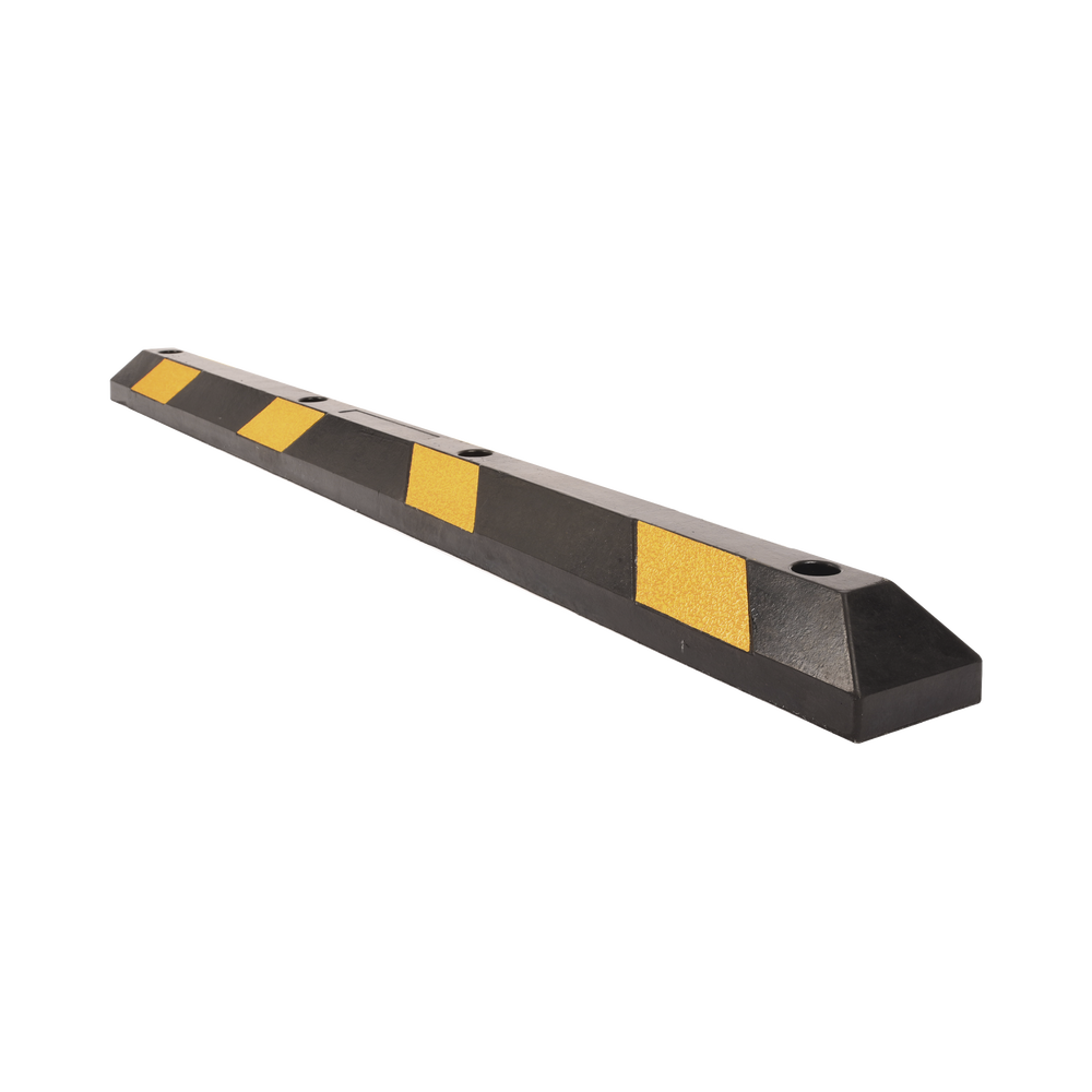 Tope Vehicular Para Estacionamiento 183cm Color Negro-Amarillo 8 Franjas Reflejantes AC-183TV - SILYMX