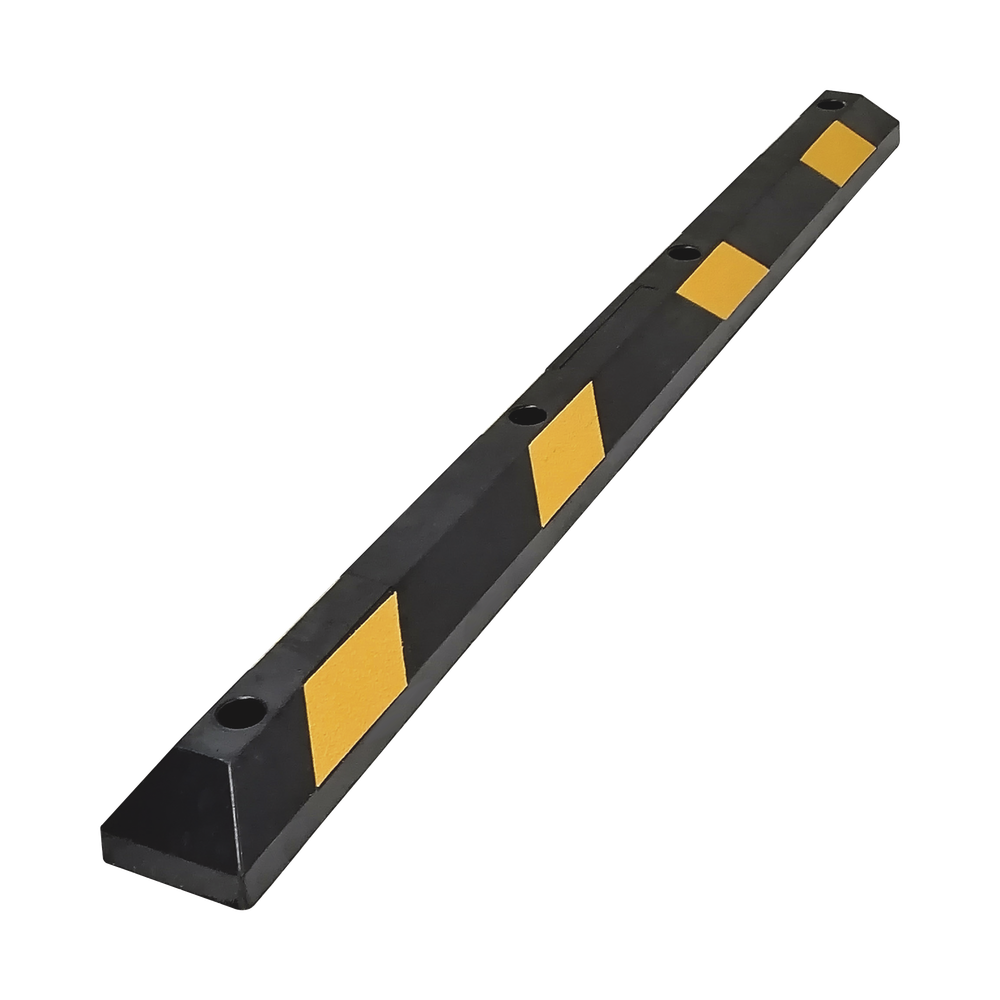 Tope Vehicular Para Estacionamiento 183cm Color Negro-Amarillo 8 Franjas Reflejantes AC-183TV - SILYMX