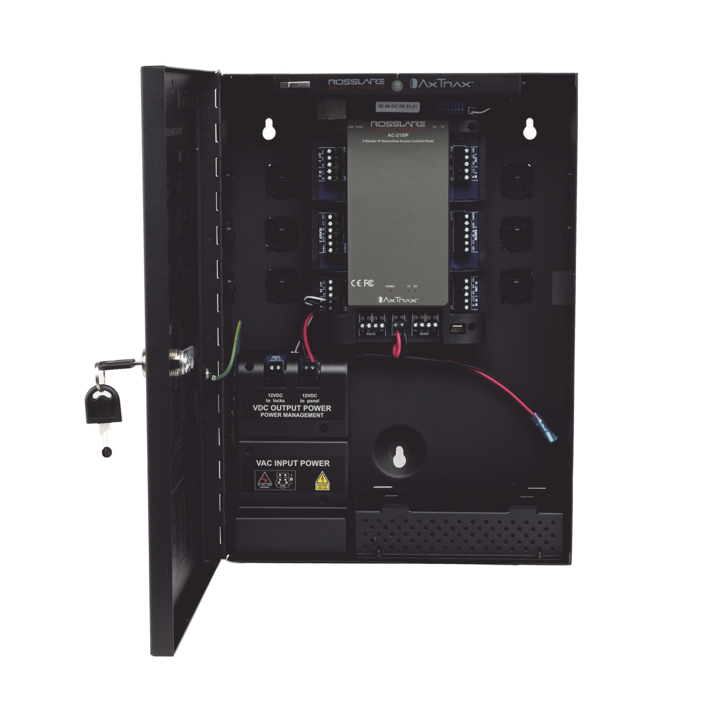 Controlador de Acceso para 2 Lectoras 30,000 Tarjetas 20,000 Eventos Incluye Gabinete y Fuente de Alimentación Rosslare AC-215IP-BU