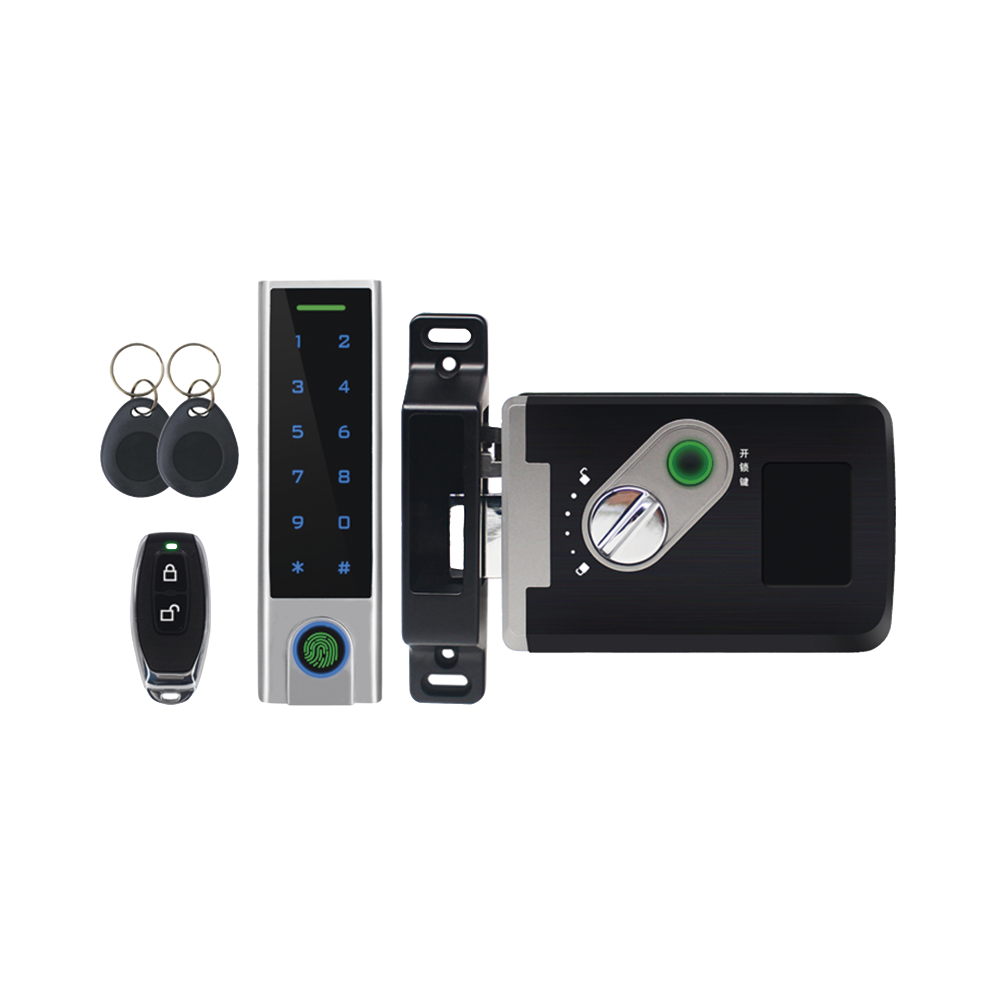 Kit de Cerradura Inteligente / Incluye Teclado y Control Remoto / Soporta Huella, Tarjeta y Contraseña / Teclado Metálico IP65