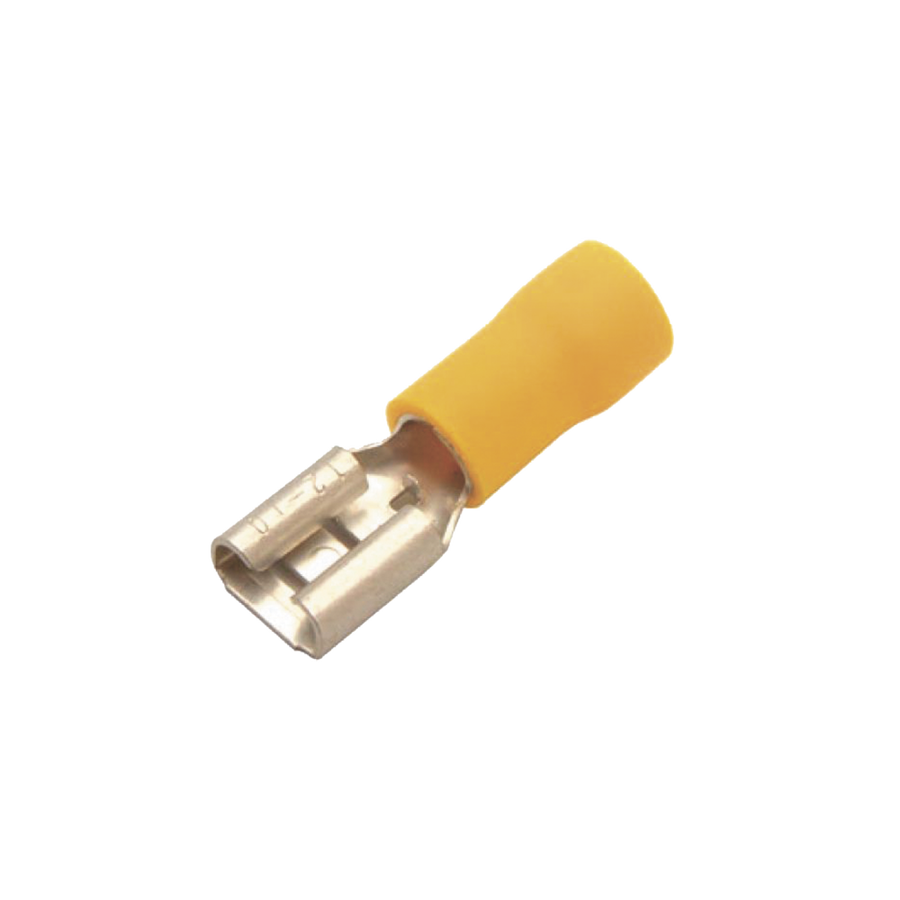 Terminal tipo hembra aislada 0.250 12 - 10 AWG Amarillo Para baterías con terminal F1 Paquete de 25 piezas AE55096 - SILYMX