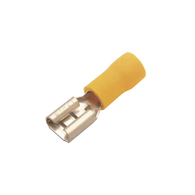 Terminal tipo hembra aislada 0.250 12 - 10 AWG Amarillo Para baterías con terminal F1 Paquete de 25 piezas AE55096 - SILYMX