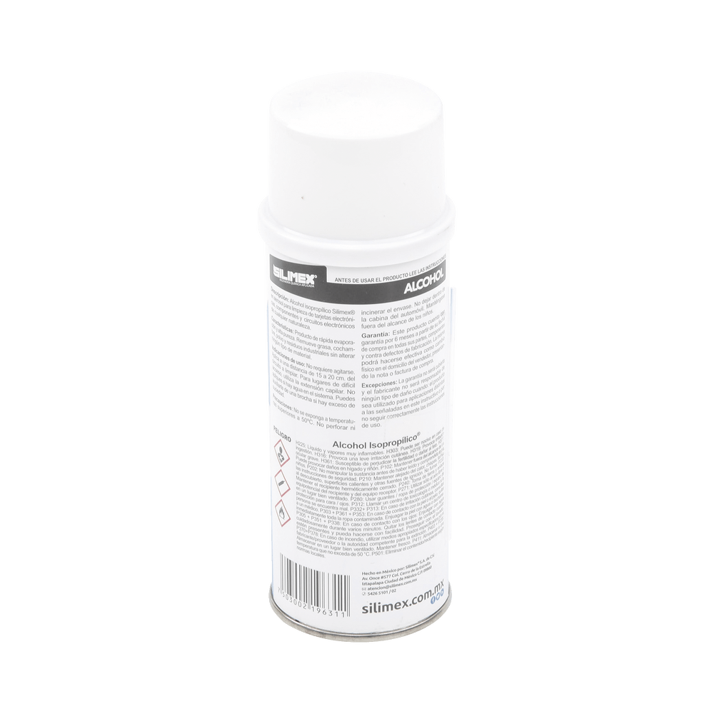 Alcohol Isopropilico en Aerosol para limpieza de equipos de vídeo fibra óptica cómputo y equipo telefónico 250 ml ALCOHOLS - SILYMX