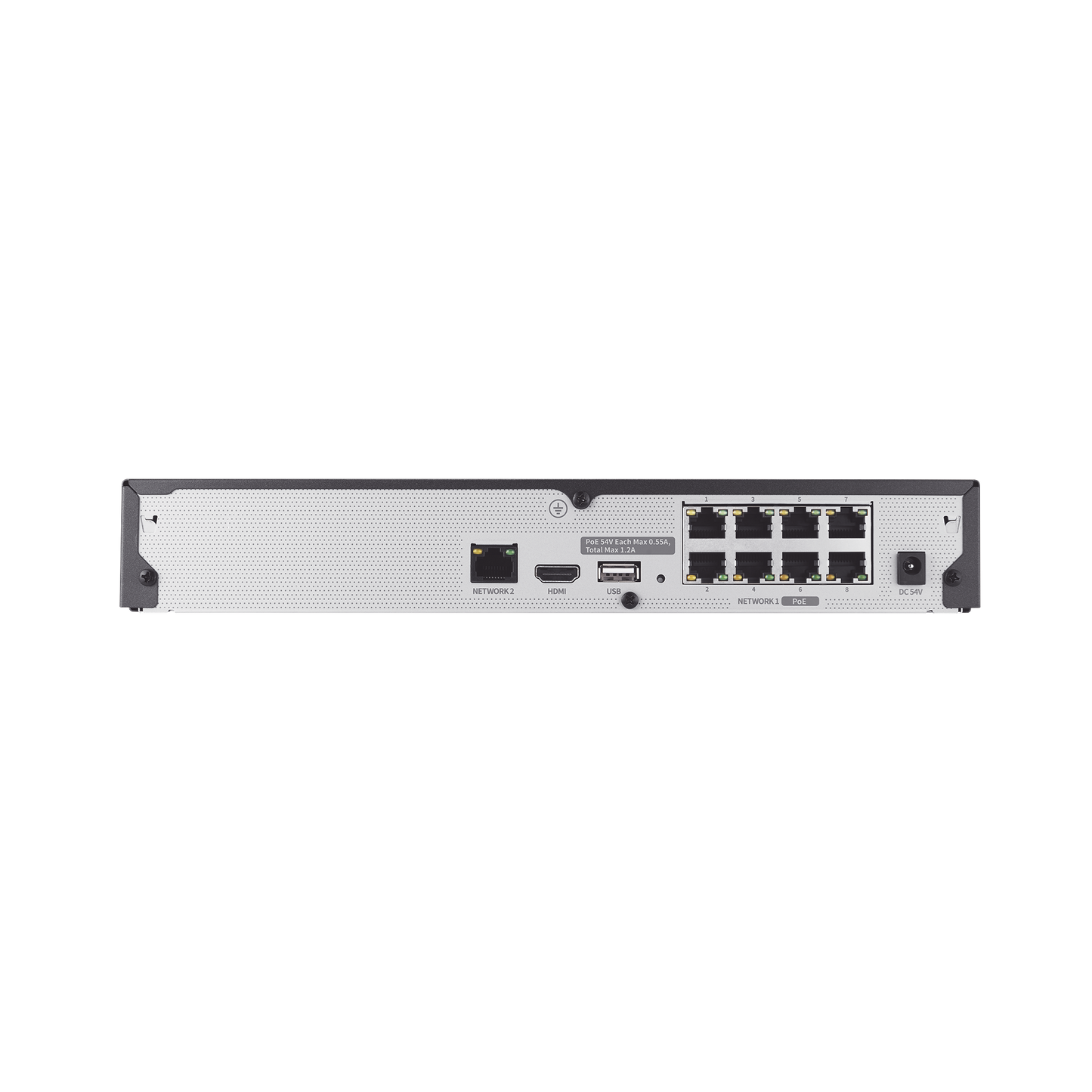 NVR Wisenet ARN-810S – 8 Canales IP – Hasta 8MP (4K) – 8 Puertos PoE Plug &amp; Play – H.265