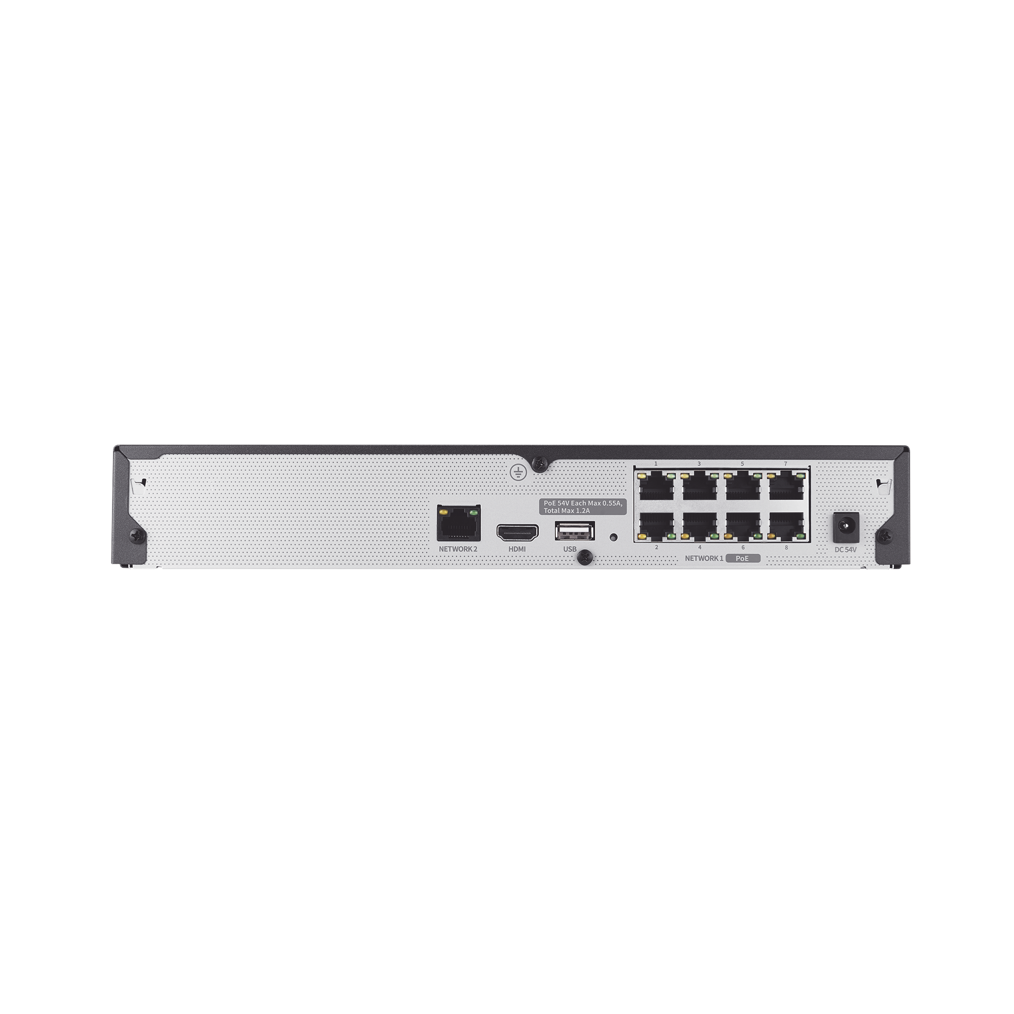 NVR Wisenet ARN-810S – 8 Canales IP – Hasta 8MP (4K) – 8 Puertos PoE Plug &amp; Play – H.265