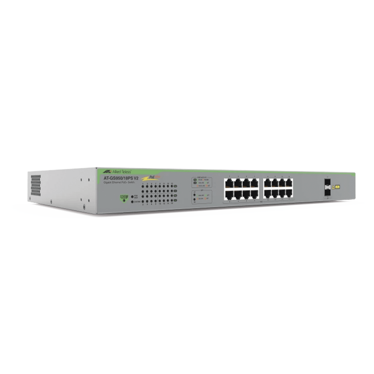 Switches PoEALLIED TELESISAT-GS950/18PS-V2-10Switch Administrable WebSmart 18 Puertos Gigabit PoE+ 185W 2 SFP Allied Telesis AT - GS950/18PS - V2 - 10 - SILYMX