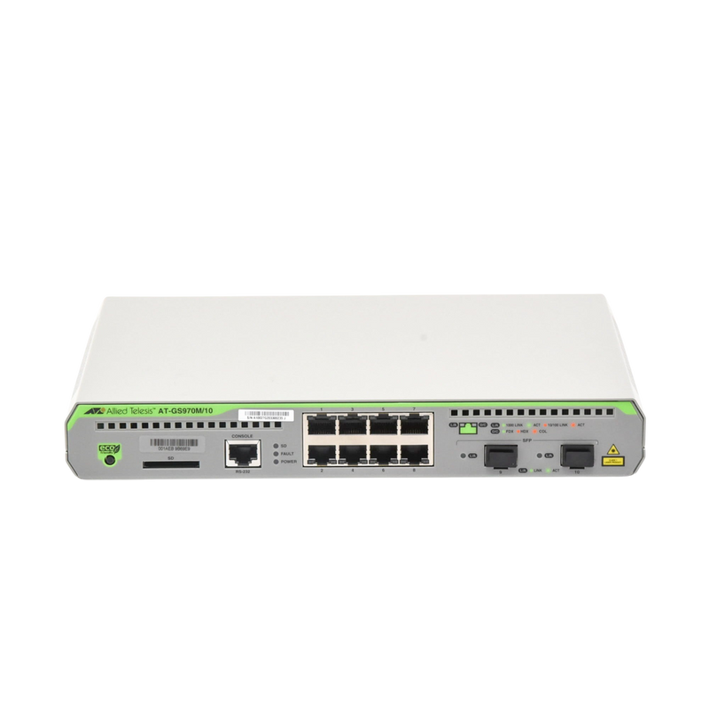 Switch PoE Velocidad 10/100/1000 Mbps 24 Puertos PoE 370 W SFP 04 AT-GS970M - SILYMX