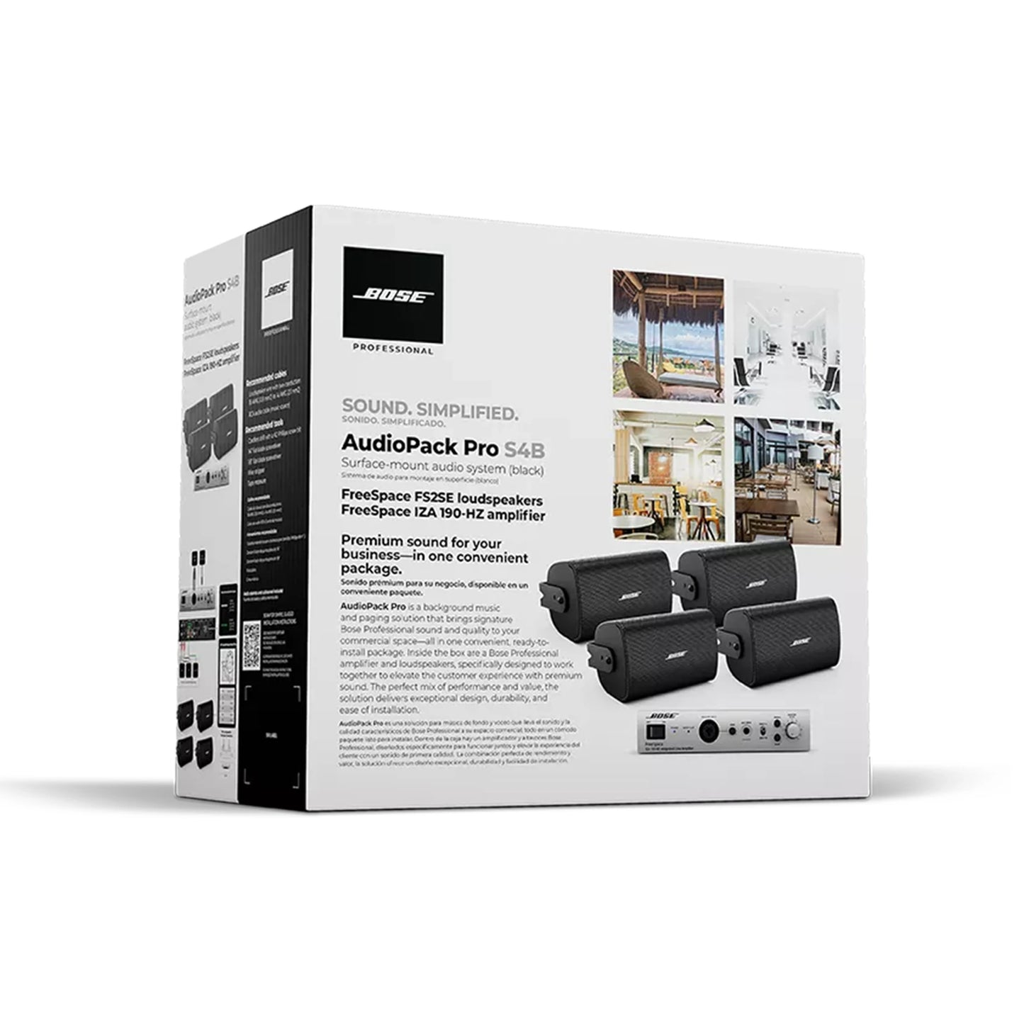 Kit Audio Profesional 4 Altavoces FreeSpace Amplificador Negro Ambiental Bose AUDIO-PACK-PRO-S4