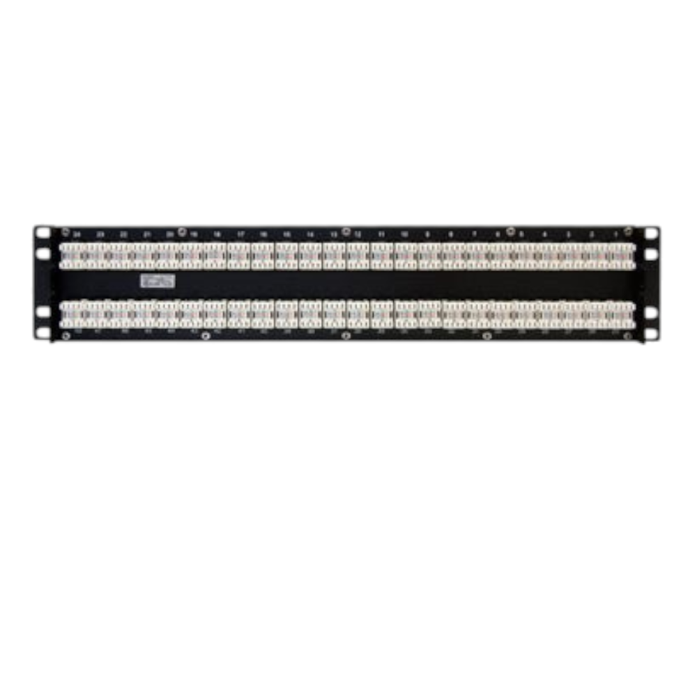 Panel de Parcheo Belden Cat6+ Categoría 6 KeyConnect 2U 48 Puertos Totalmente cargado Color Negro AX103255 - SILYMX