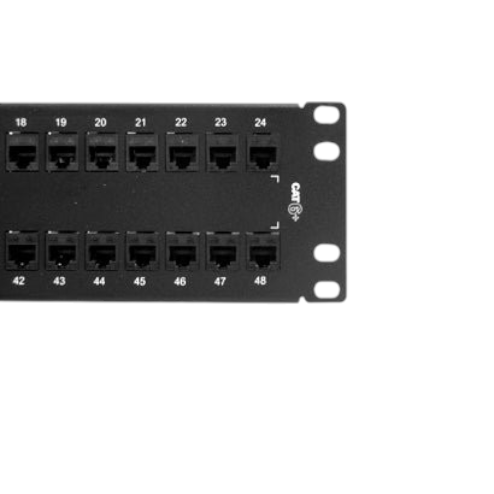 Panel de Parcheo Belden Cat6+ Categoría 6 KeyConnect 2U 48 Puertos Totalmente cargado Color Negro AX103255 - SILYMX