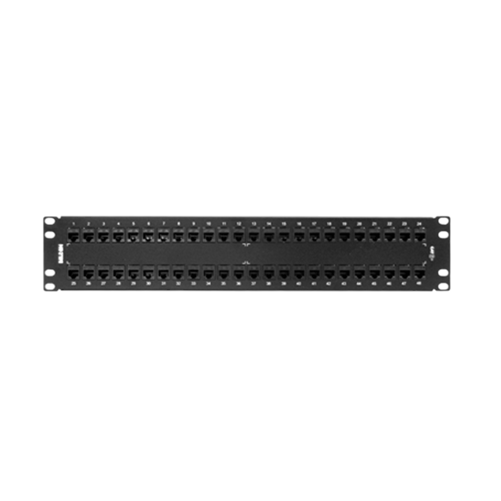 Panel de Parcheo Belden Cat6+ Categoría 6 KeyConnect 2U 48 Puertos Totalmente cargado Color Negro AX103255 - SILYMX