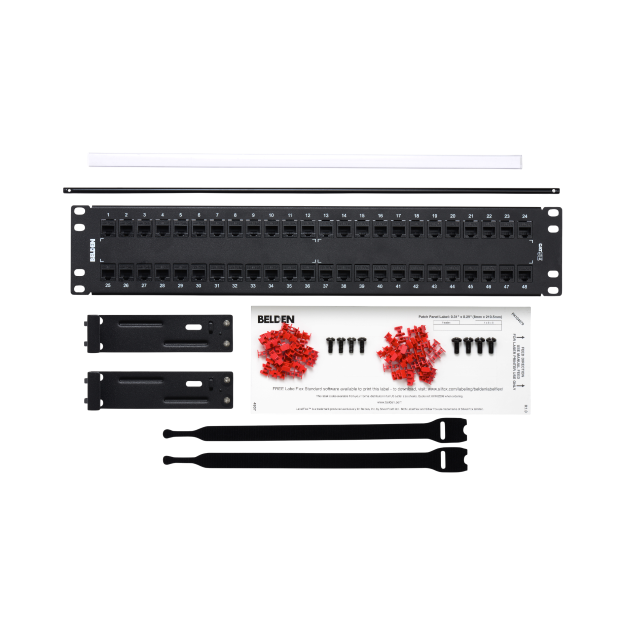 Panel de Parcheo Belden Cat5e de 48 Puertos RJ-45 2U Negro AX104014