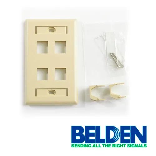 Placa De Pared Faceplate Belden 4 Puertos Ivory NORDX Keyconnect Cat6A Cat6 Ax104198 - SILYMX