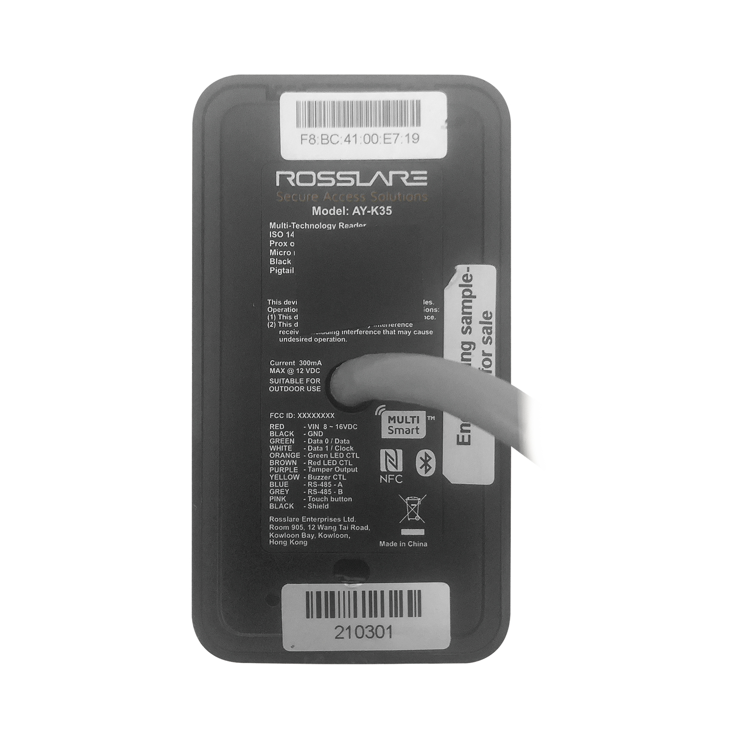Lector Multitecnologias Proximidad 125KHz (tipo EM y HID ) MIFARE 13.56 MHZ (BLUETOOTH para uso con tarjetas Móviles) Rosslare AYK35 - SILYMX