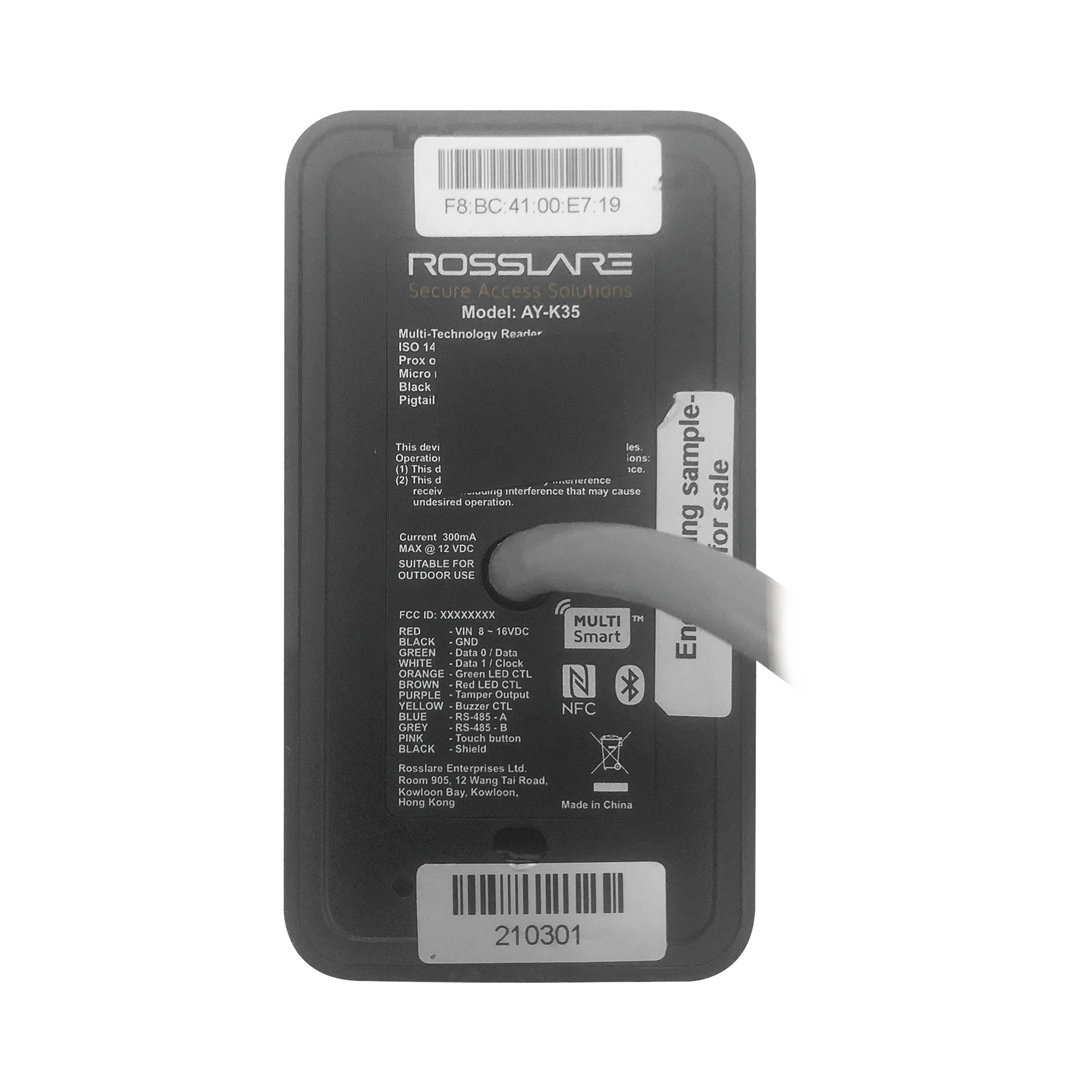 Lector Multitecnologias Proximidad 125KHz (tipo EM y HID ) MIFARE 13.56 MHZ (BLUETOOTH para uso con tarjetas Móviles) Rosslare AYK35 - SILYMX