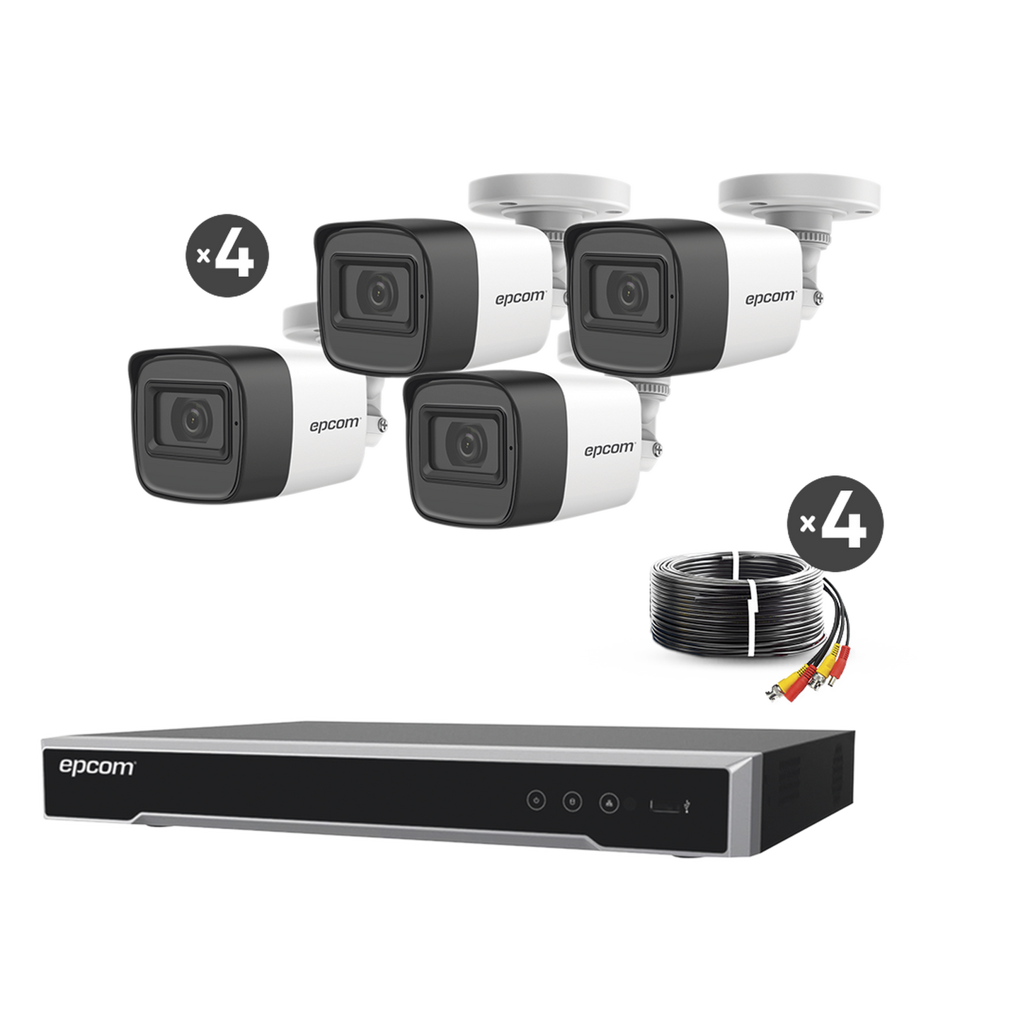 Kit CCTV TURBOHD 5 Megapixel DVR 4 Canales 4 Cámaras de 5 Megapixel con Micrófono Integrado 4 Cables 18 Metros Fuente de Poder Profesional B50-KIT-MIC - SILYMX