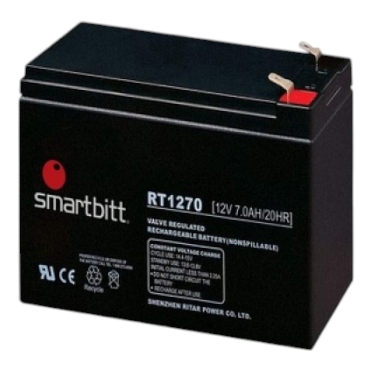 Batería de Reemplazo SMARBITT SBBA12-7 Negro 12 V 7 Ah - SILYMX